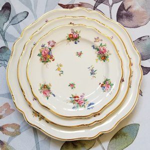 Spode Copeland's "Dresden Rose" Scalloped Gold Rim 3 pc Set**SALE**